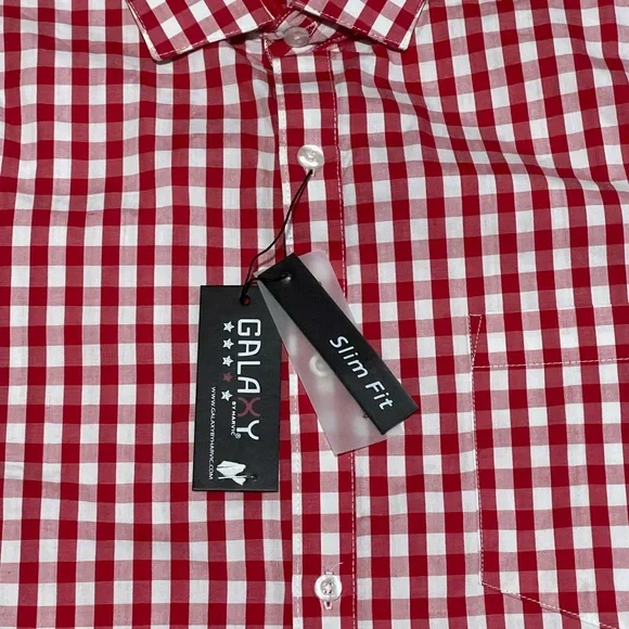 Galaxy By Harvic Red Striped Long Sleeve Dress Shirt Size XL | New - Picture 5 of 6